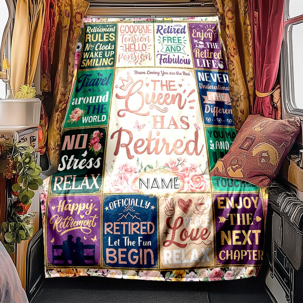 Retirement Celebration Quotes Blanket Personalized Name Soft Comfortable Stylish Blanket Car Blanket Perfect For Travel Camping Outdoor Home Suitable