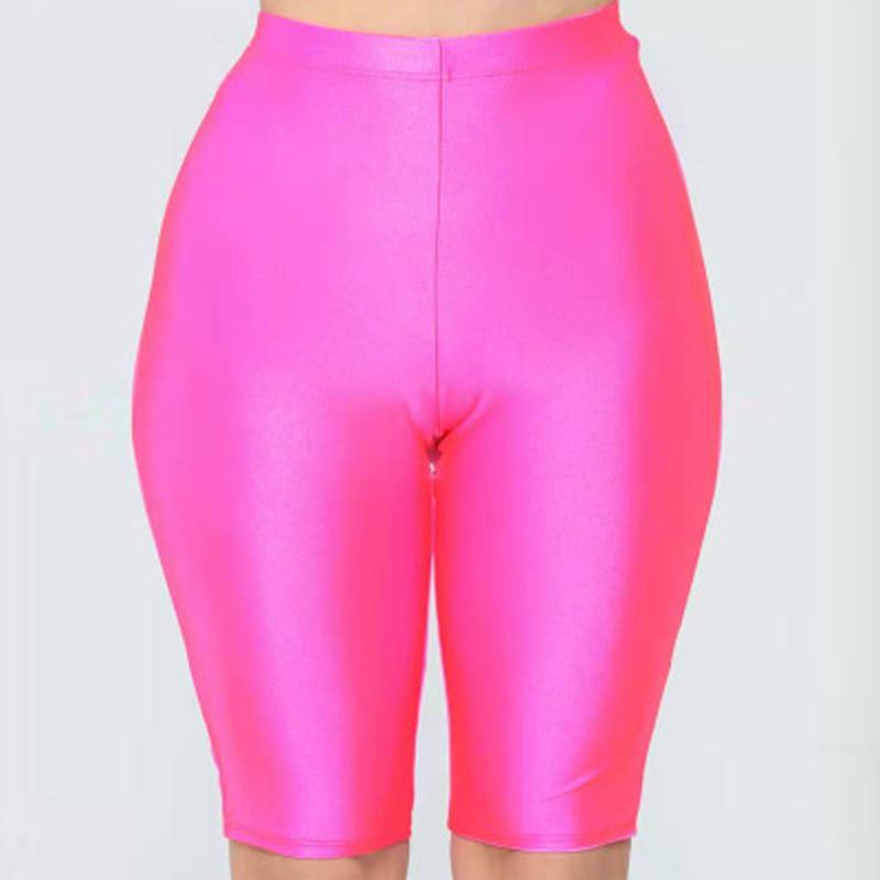Women's Shorts Summer Smooth Elastic Pearlescent High Waist Tight Skinny Cycling Pants