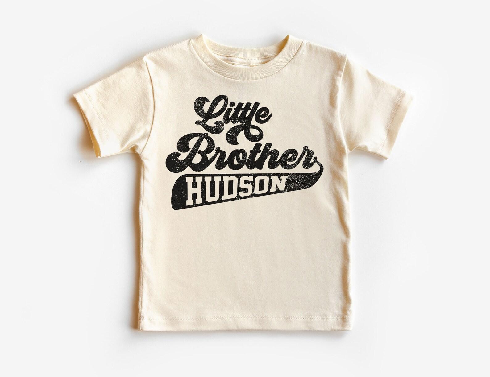 Personalized Retro Little Brother Unisex Shirt, Custom Name Vintage Baseball Style Shirt, Lil Bro Tee, Boys Unisex Youth Kids Clothing 140