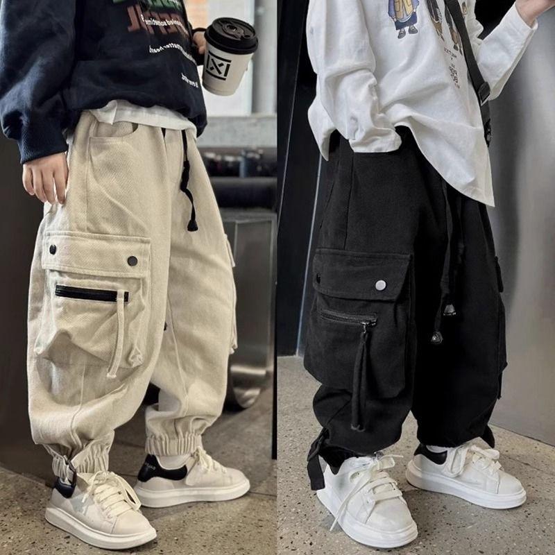 Big Kids Casual Cargo Pants Spring Autumn Girl Boys Sport Long Pants Teenage Streetwear Baggy Trousers Children Fashion Joggers Pants