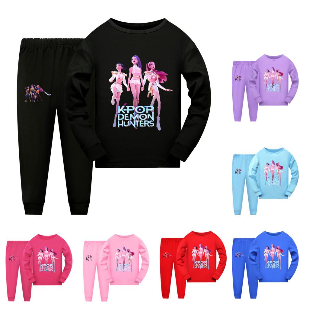Hunters Kpop Demon Girl Short Sleeve Shorts Matching Pajamas Kids Teen Sleepwear
