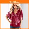 Streetwear Sequin V Neck Sleeveless T Shirt For Women Stylish Casual Top