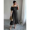 European And American Style Ladies Summer Long Skirt Temperament Elegant Style Strapless A-line Lace Ruffled Dress