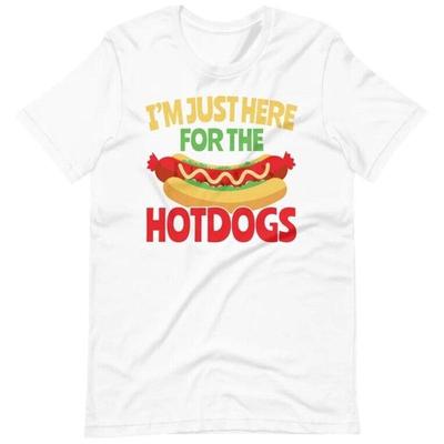 ICH BIN NUR WEGEN DER HOTDOGS Hier Hotdog-Liebhaber T-Shirt