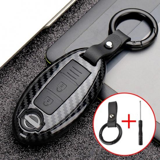 Remote Key Fob Shell Cover Case For Nissan Qashqai Pulsar Carbon Style Key Ring