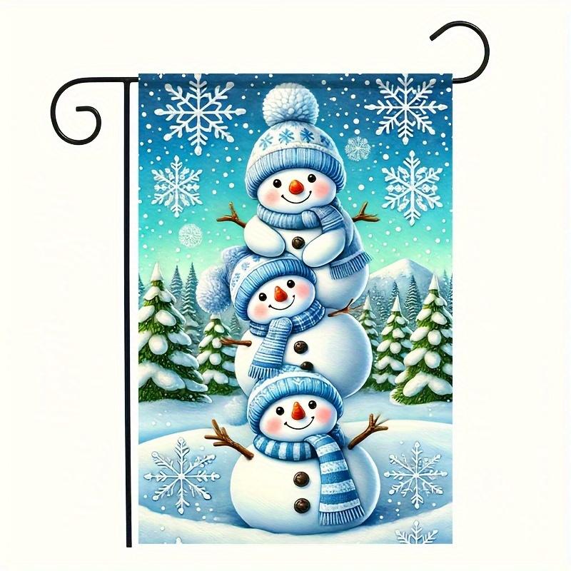 

Счастливого Рождества, Праздничный двусторонний флаг со снеговиком, 12x18 дюймов без древка, полиэстеровый материал, подходит для сада, газона, террасы, фермерского дома, помещения Pack of 1 синий