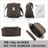 Men Top Grain Crazy Horse Leather Crossbody Bag Multi-Zipper Pockets Vintage Texture