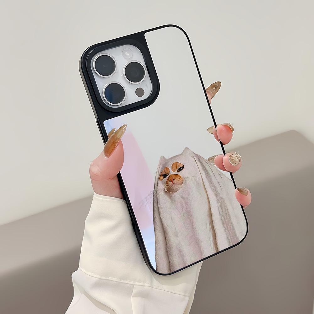 

Halloween Kitten Headgear Mirror Case for Apple 17 Pro Max, 16 Pro, 15, 14, 13 - Drop-Proof iPhone 16 Pro Max