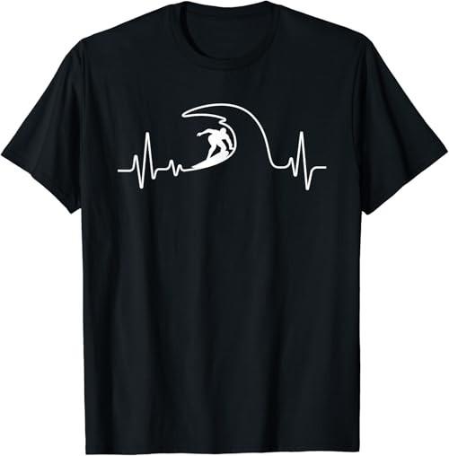 Cool Surfing For Men Women Surfer Surfboard Beach Heartbeat T-Shirt Unisex T-Shirt M