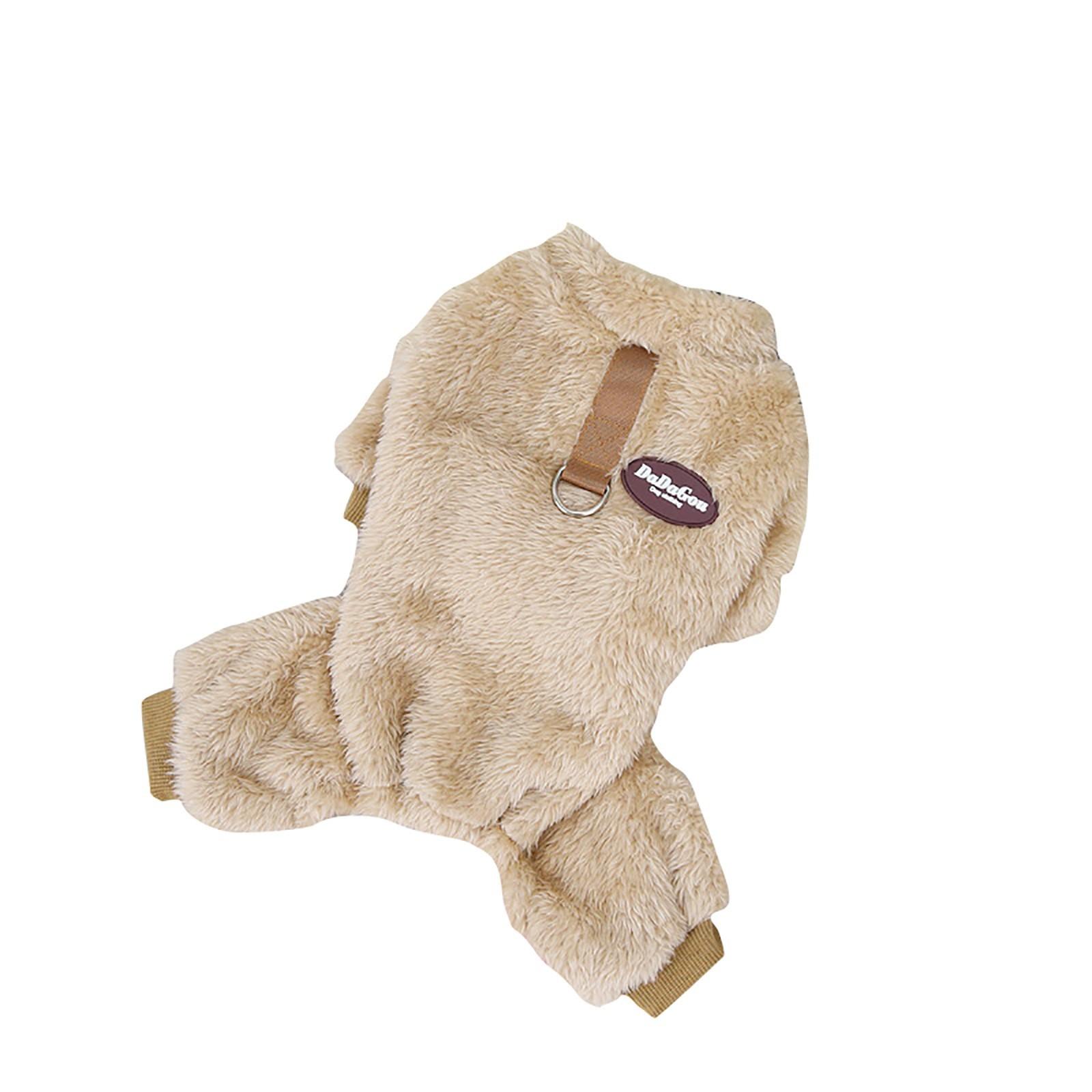 

Одежда для собак Осенняя и зимняя одежда Трехцветное флисовое пальто с петлями на четыре ноги L коричневый