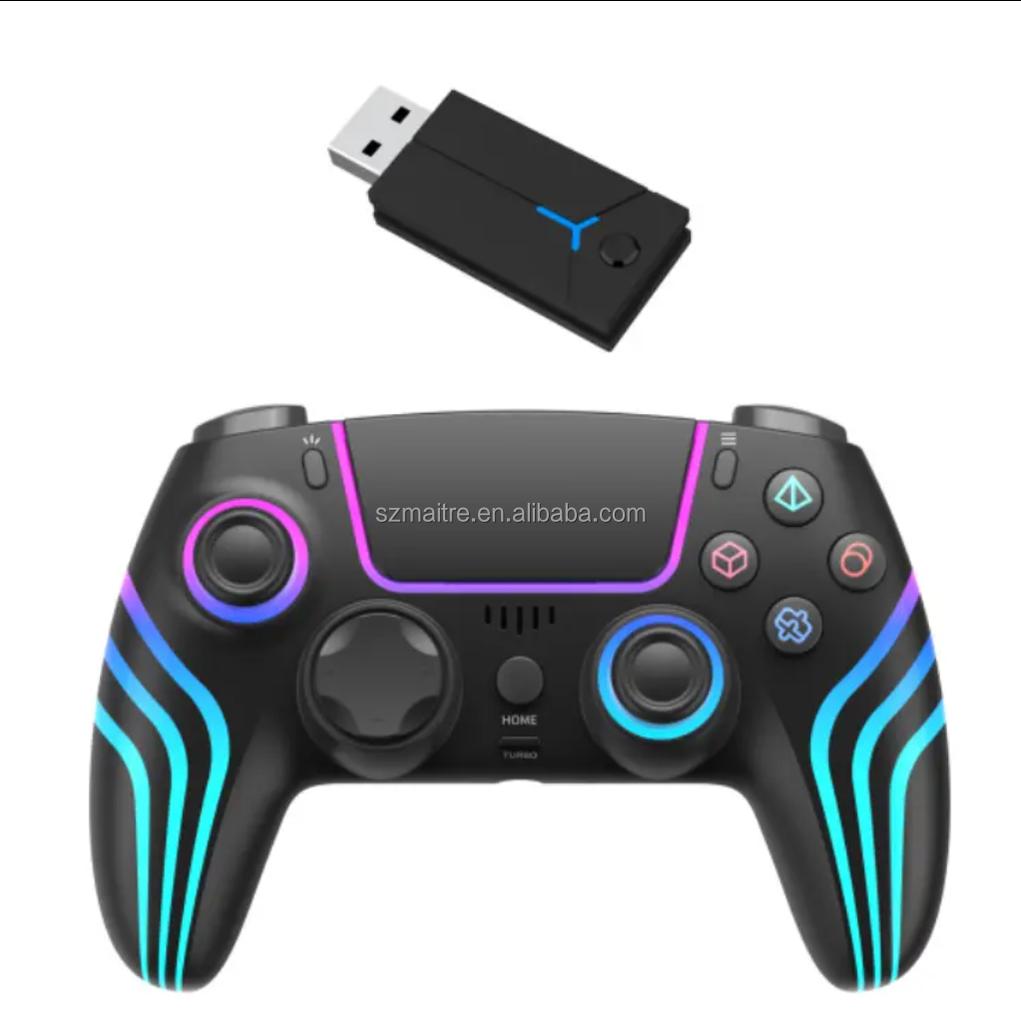 Kabelloser Game Controller Dynamische RGB-Beleuchtung Kabellos 2.4GHz Sechs-Achsen-Gyroskop Touch-Tasten für PS5/PS4/PS3/Switch Spiel-Spieler