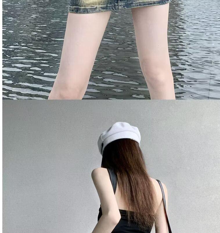 Women's High-Waist American Retro Embroidered Blue Denim A-Line Skirt - Slim Fit Summer Style