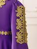 Middle Eastern Muslim Evening Dress with Long Sleeves and Puffy Long Skirt In Purple for Festival Performances