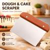 Dough Scraper Stainless Steel Blade with Wooden Handle, Smooth Edge Bench Cutter for Baking Pastry Cake Decorating and Kitchen Prep