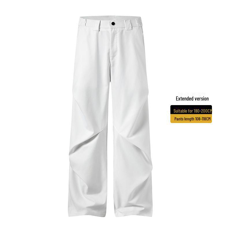 Muqiu Męskie Letnie Plisowane Szerokie Spodnie