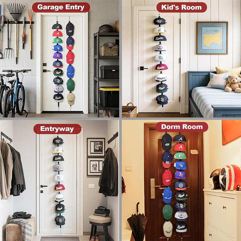 Hat Rack For Door - Two-Way Hanging Caps With Display Hooks And Hanger, Hat Organizer For Baseball Caps