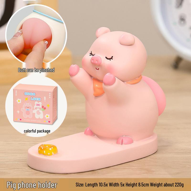 Resin Cartoon Phone Holder - Creative Small Ornament Figure