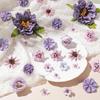 23/25Pcs Artificial Purple Flower Head Mini Silk Flower Fake Peony Daisy Rose Flower Wedding Home Decoration Party Craft Wreath