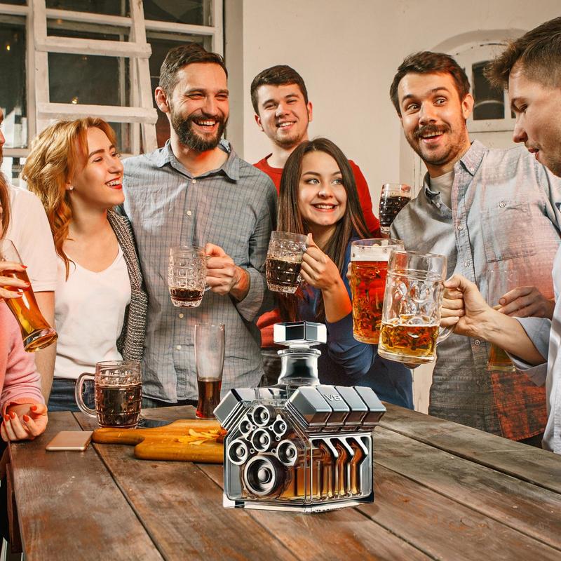V8 Wine Bottle Hiskey Decanter V8 Engines Shape Alcohol Decanter Wine Dispenser Table Wine Decoration Bar Accessories