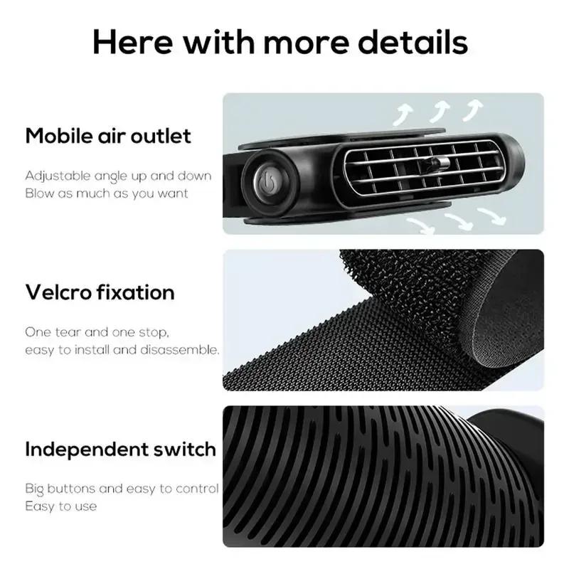 Car Seat Fan Front Rear Seat Headrest Cooling Air Fan Refrigeration 3 Speed With Independent Switch Car Interior Decor Fan New