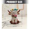 High Land Cow Miniature Figurine with Flower Design Cow Gnomes Scottish Resin Farm Animal Statue Holiday Calf Lover Gift