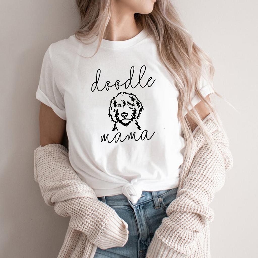 Doodle Mama T-shirt Doodle Mom Shirt Women Graphic T Shirts Short Slevee Vintage Top Dog Lover Gift