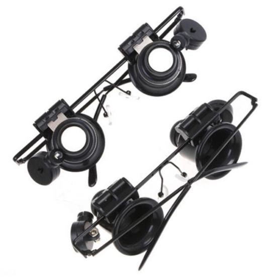 20x Förstoringsglas Glasögon Lupp Lens Juvelerare Klocka Reparationsverktyg med LED-ljus