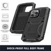 For iPhone 14 13 12 Pro Max Mini 11 Pro Max Case Full-Body Rugged Armor Shockproof Protective Kickstand Aluminum Metal Cover