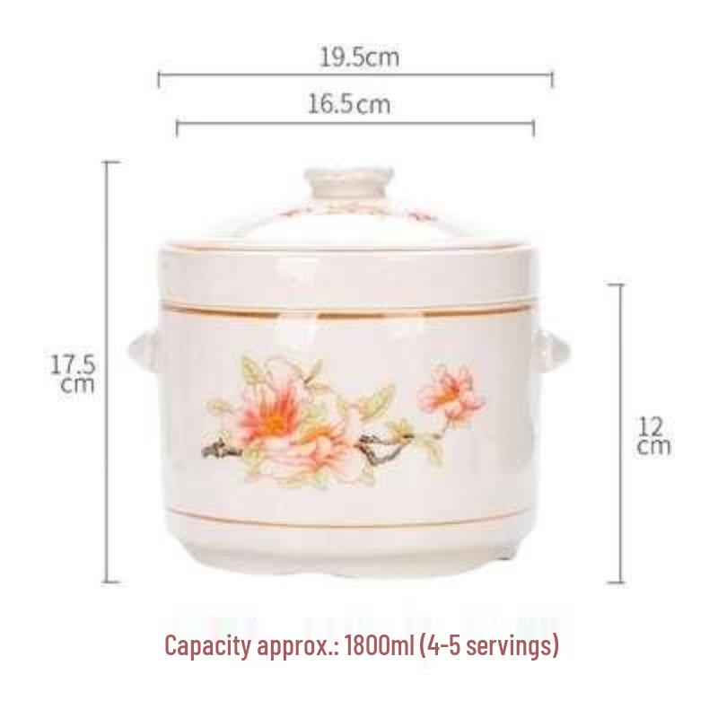 Zhaoran 1.8L Ceramic Double-Lid Stew Pot