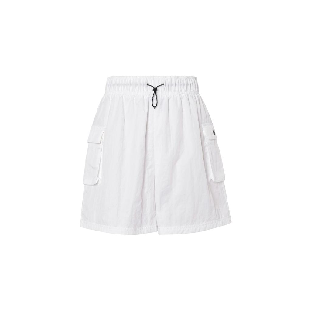 Nike Solid Color Logo Pocket Drawstring Casual Shorts Women Bottoms White DM6248-100