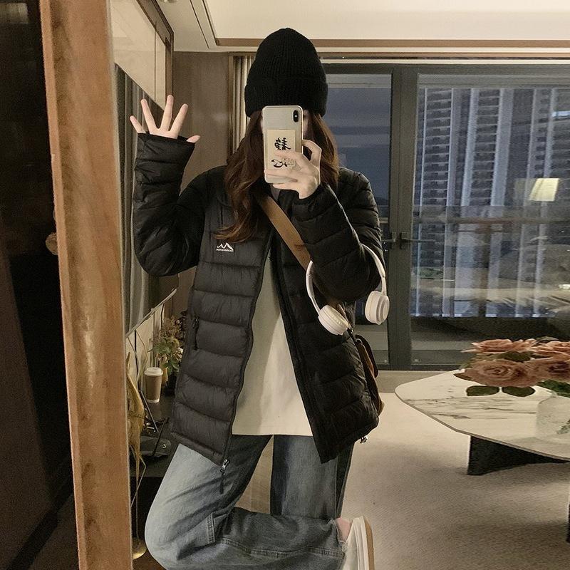 

Женское легкое стеганое пальто с капюшоном на осень и зиму XL чёрный