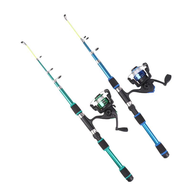 1.8M Telescopic Fishing Rod Spinning Fishing Reel Set Portable Seaing Pole Throwing Rod Remote Fiberglass Gear
