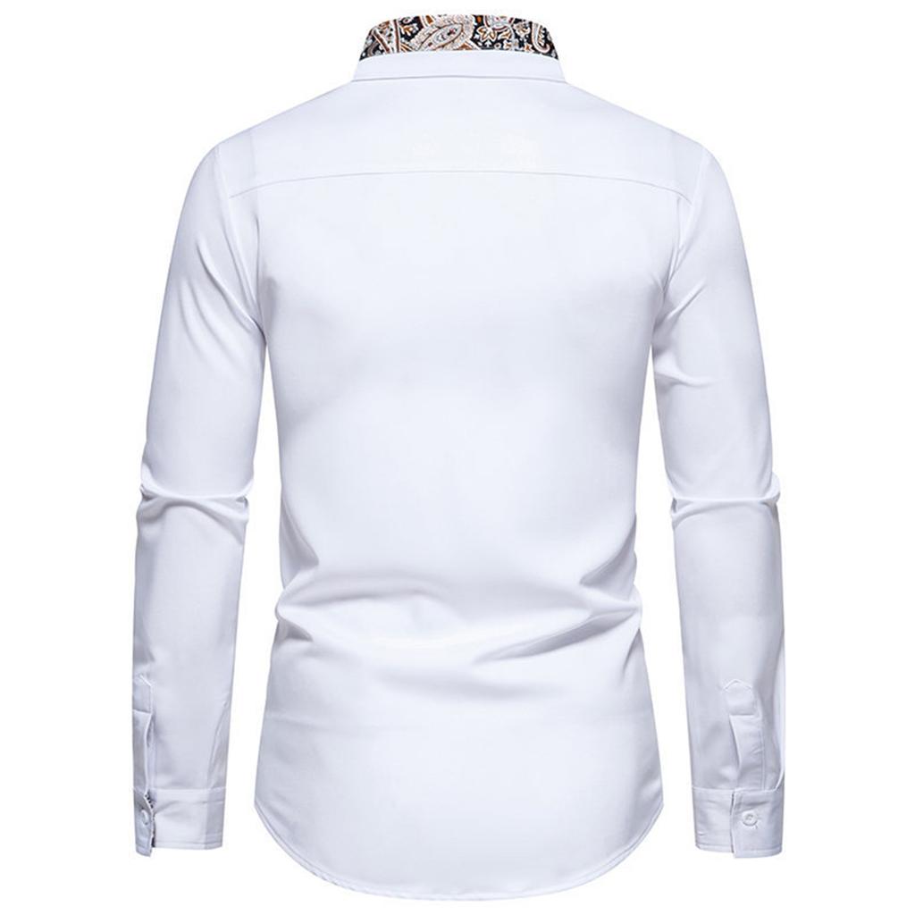 Camicia Casual da Uomo alla Moda con Rever a Maniche Lunghe Camicia da Uomo a Maniche Lunghe Color Block con Stampa Floreale