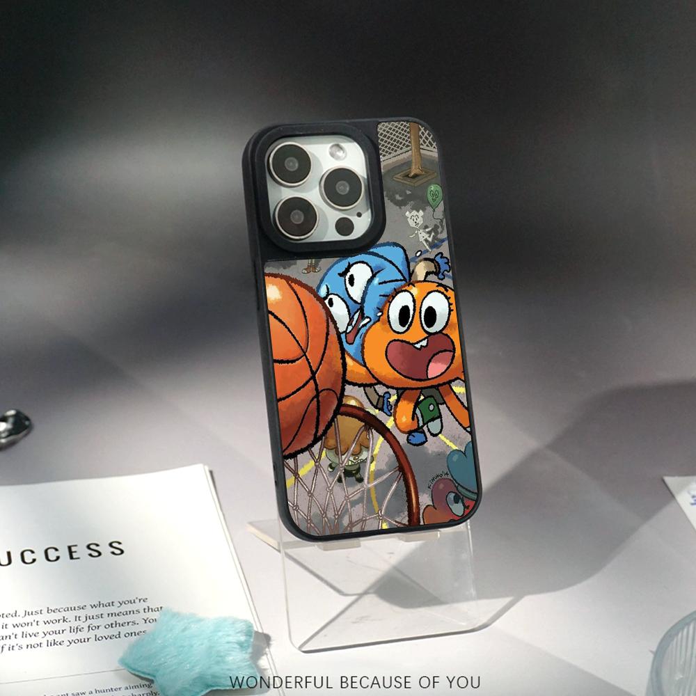 Cartoon Gumball Cute Poster Design Phone Case for iPhone 17 16 E 15 14 13 12 Pro Max Sheepskin Silver-edged Protective Case