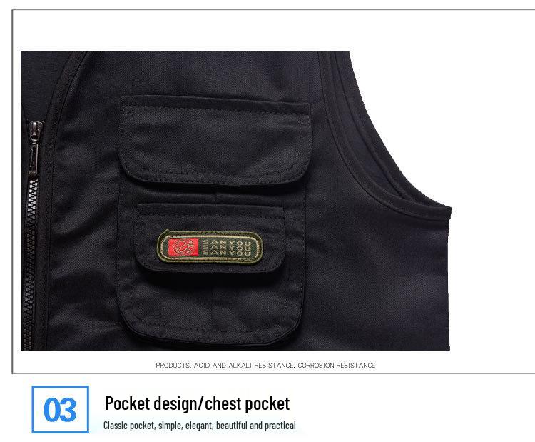 Atmungsaktive Herrenweste mit mehreren Taschen für Angeln und Fotografie - Übergröße, ärmellos, dünner Stil für mittelalte und ältere Männer.