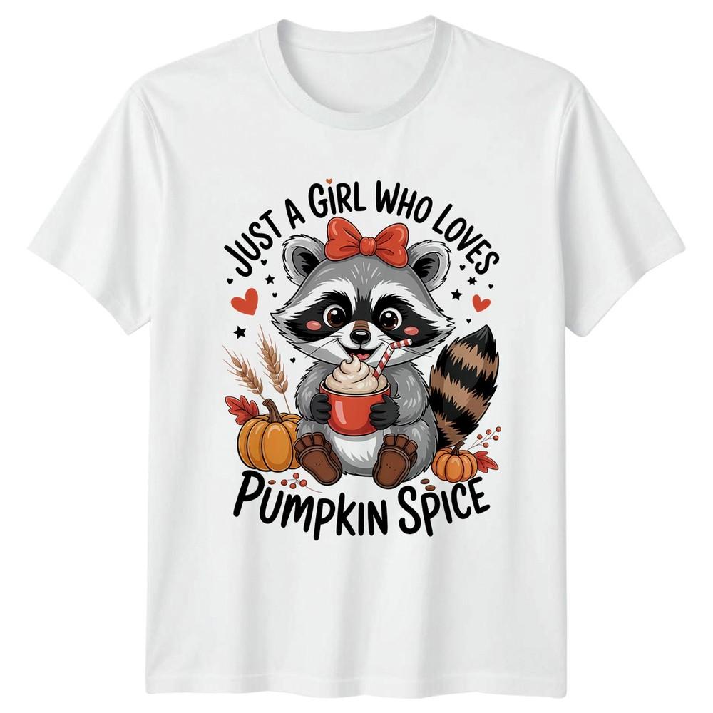 Just A Girl Who Loves Unisexs TShirt Raccoon Pumpkin Animal Autumn Gift For Her S