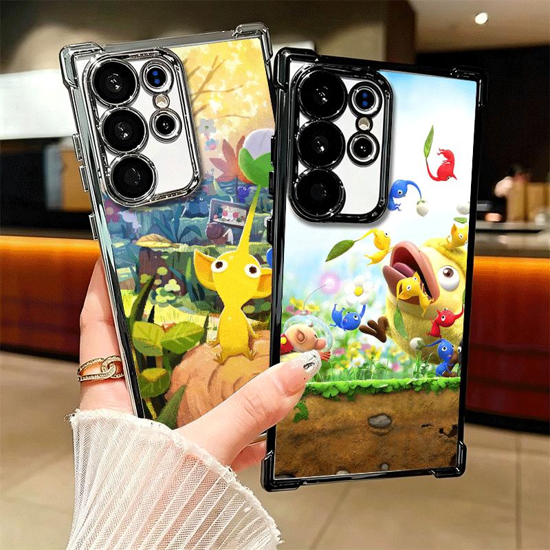 P-Pikmins Cute Game Soft Phone Case For Samsung Galaxy S26 Ultra S25 Edge S24 FE S23 Plus S22 S21 + S20 Plating Anti-Fall Fundas