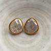 French Retro High-End Temperament Simple Shell Rhombus Ring Earrings Women'S Commuting Versatile Light Luxury Earrings