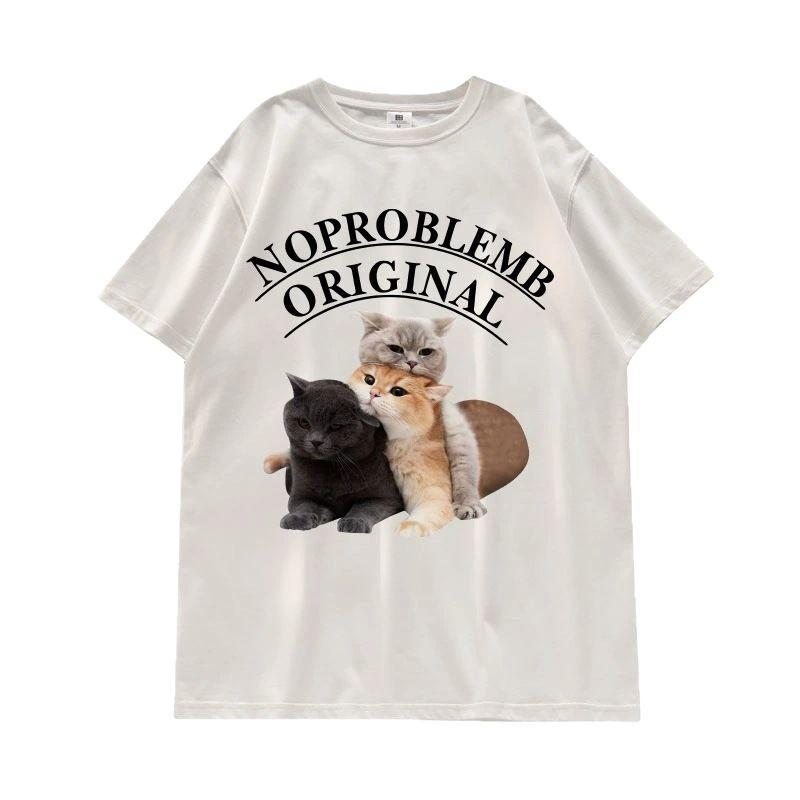 summer Women funny cartoon Print T Shirt harajuku Round Neck loose Casual Y2K Harajuku Tops korean white graphic t-shirts young girl