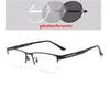 Half Frame Sun Photochromic Gray Customize Prescription Eyeglasses +Metal Square Short-Sight Eyewear 0 -0.5 -0.75 To -6.0