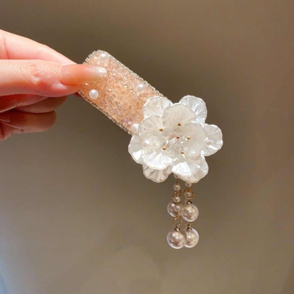 Flower Pearl Tassel Barrettes Elegant Chinese Style Side Clip Cheongsam Decoration