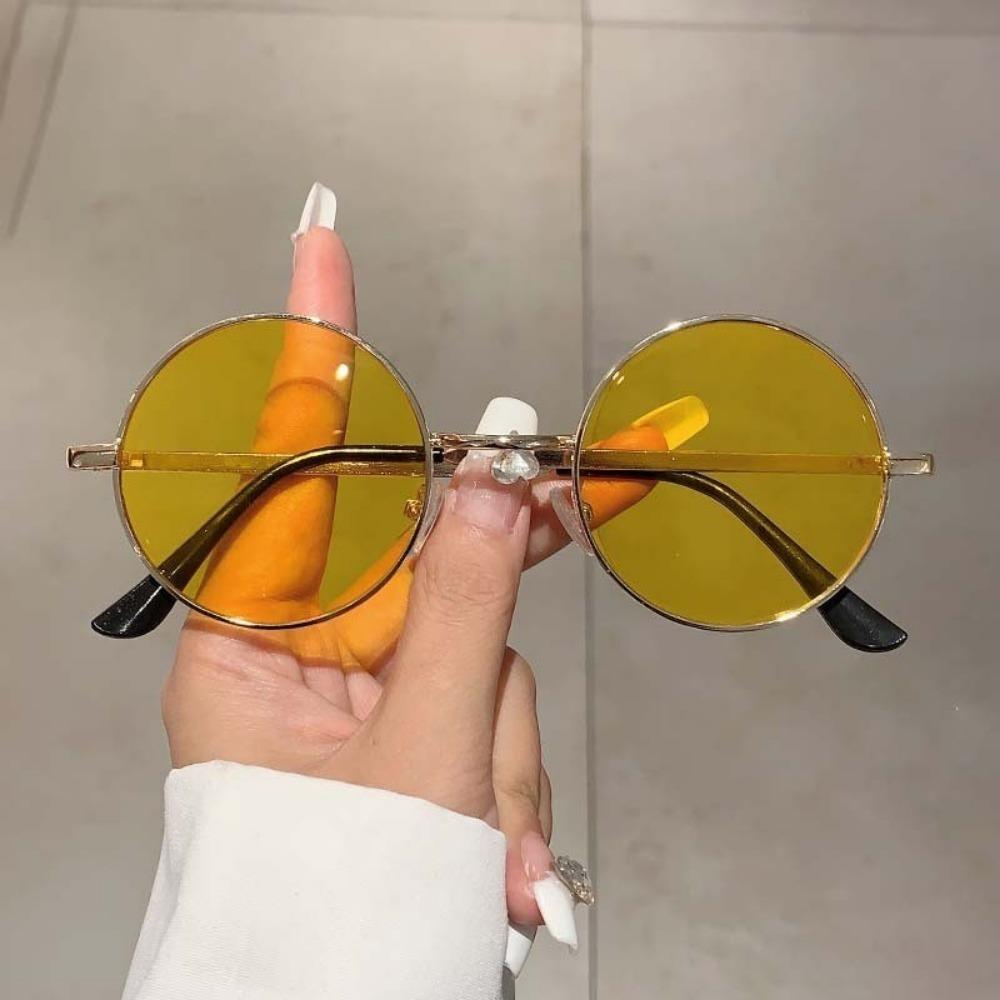 Vintage Round Sunglasses for Women Metal Frame Korean Style Shades