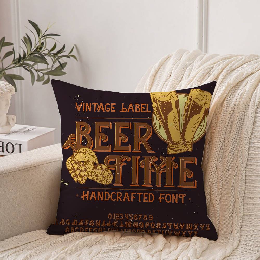 Beer Wine Retro Style Pillow Case Home Decor Throw For Sofa Bed Car Room Decor Gift Idea