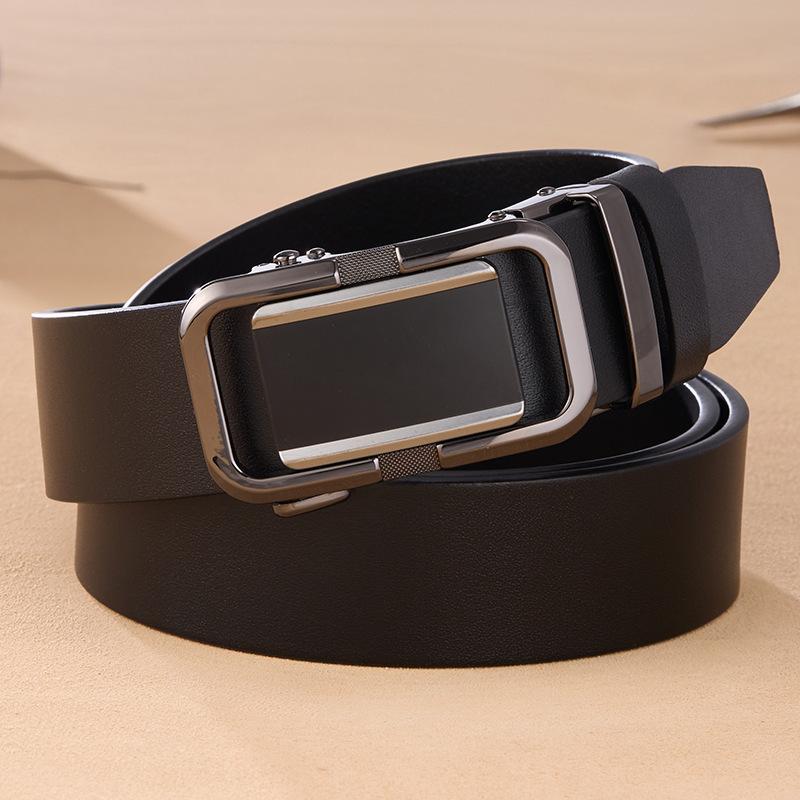 Business Belt Men's Sense First Layer Cowhide Belt Men's Fashion Trendy Men's Automatic Buckle Belt