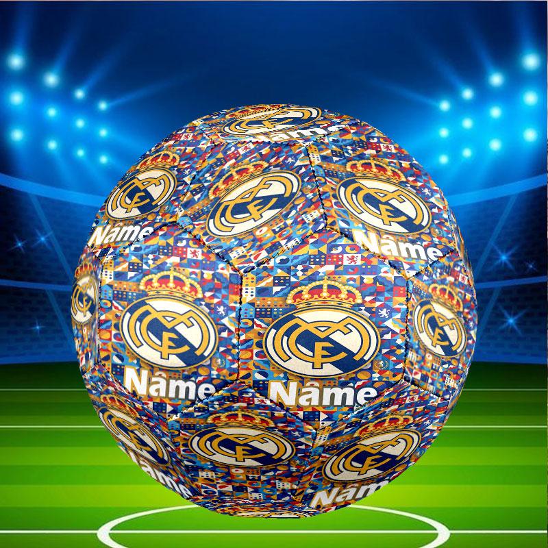 Pallone da Calcio Real Madrid Personalizzato con Nome, Taglia 5, Pallone da Calcio per Allenamento e Partita, per Squadra, Calcio, Regalo per Appassionati di Calcio