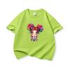 Kids Cotton T Shirt Cheerful Rainbow Hair Girl Graphic Print Crew Neck Short Sleeve Tee Casual Boys Girls Summer Tops