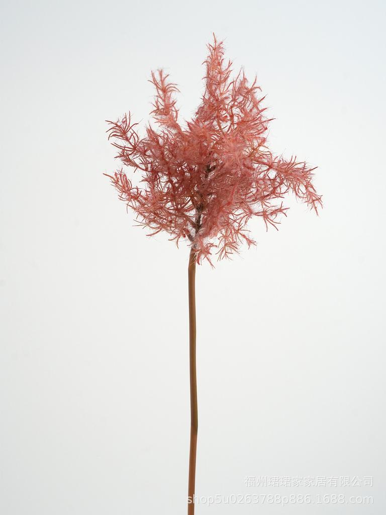 Autumn Red Artificial Cotinus Spray Flocked Artificial Smoke Tree Stem for Rustic Fall Decor Home Wedding Floral Arrangement