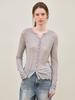 LE V-Neck Ribbed Button Top (Gray)