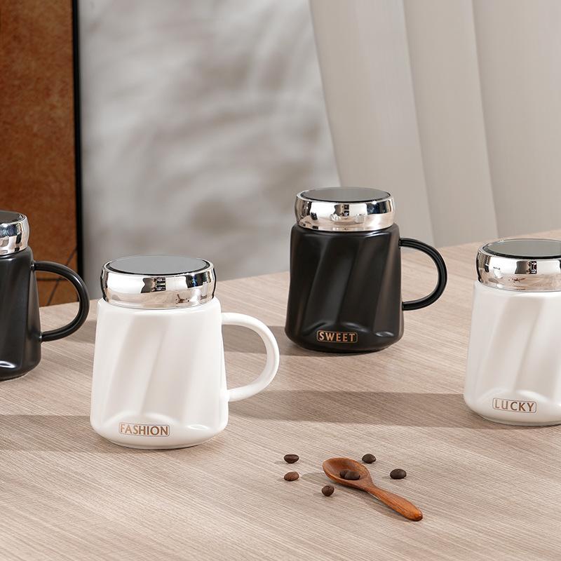 Opening Small Gift with Lid Mirror Cup Couple Office Mug Ins Fengshui Cup Souvenir Business Cup