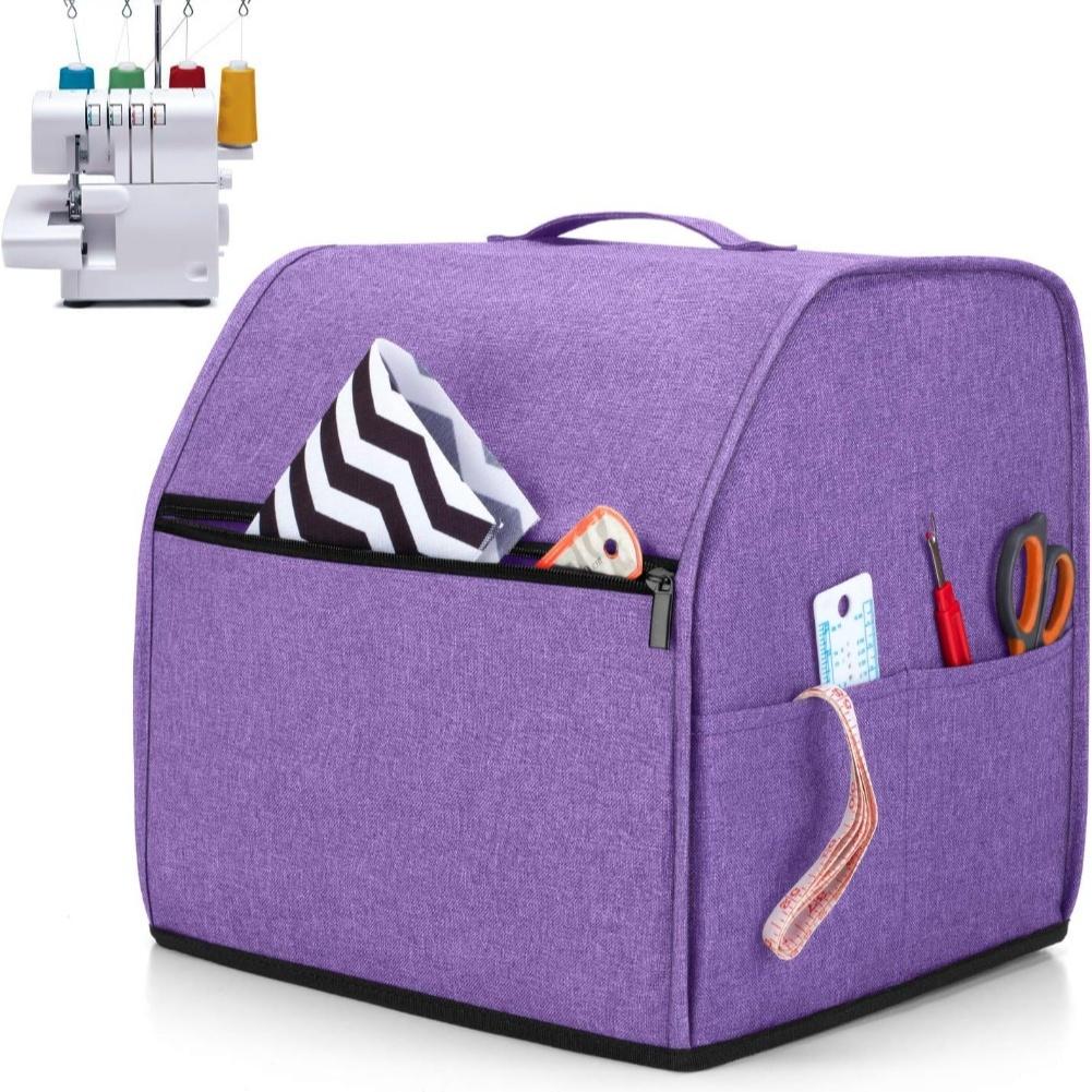 

1PC Purple Overlock Sewing Machine Cover 600D Oxford Cloth 31*28*31cm Overlock Sewing Machine Cover With Storage Pockets Parts China Mainland
